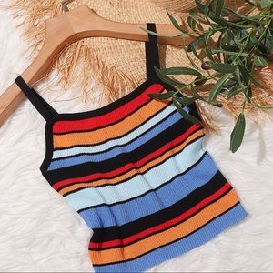 SHEIN Rainbow Striped Cropped Cami Top